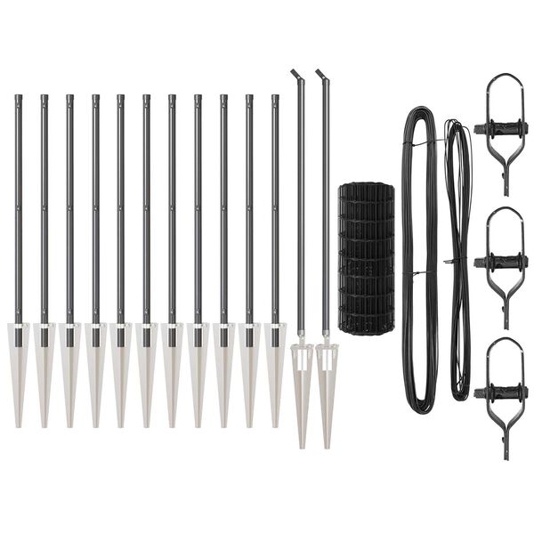 vidaXL Ogrodzenie z słupkiem Szary 0,6 x 25 m Stal i PVC