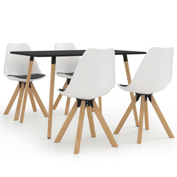 vidaXL 5-częściowy zestaw mebli jadalnianych, biało-czarny