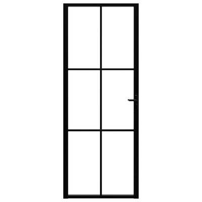 vidaXL Drzwi wewnętrzne, szkło ESG i aluminium, 76x201,5 cm, czarne