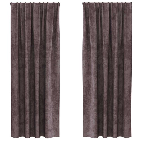 vidaXL Zasłony z weluru z zasłonami 2 pcs Brązowy 245 x 140 cm Aksamit