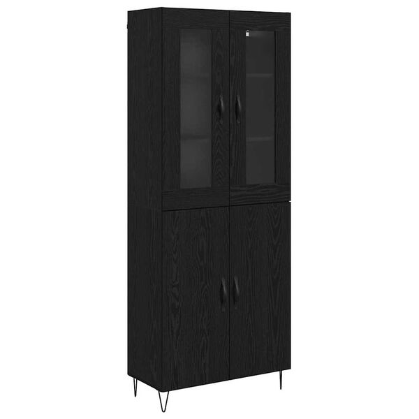 vidaXL Highboard Białe i czarne dębowe 69,5 x 34 x 180 cm