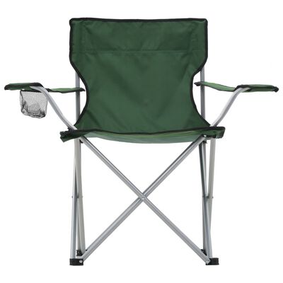 vidaXL Stolik i krzesła turystyczne, 3 elementy, zielone