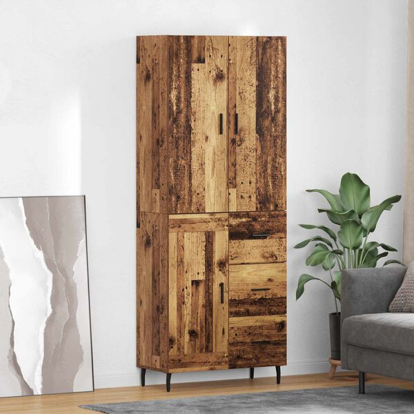 vidaXL Highboard 2 pcs Stare drewno Drewno inżynieryjne i szkło