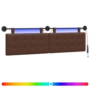 vidaXL Wezgłowie wiszące Z lampą LED brązowy Ekosk&oacute;ra