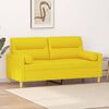 vidaXL 2-osobowa sofa z poduszkami, jasnoż&oacute;łta, 140 cm, tkanina