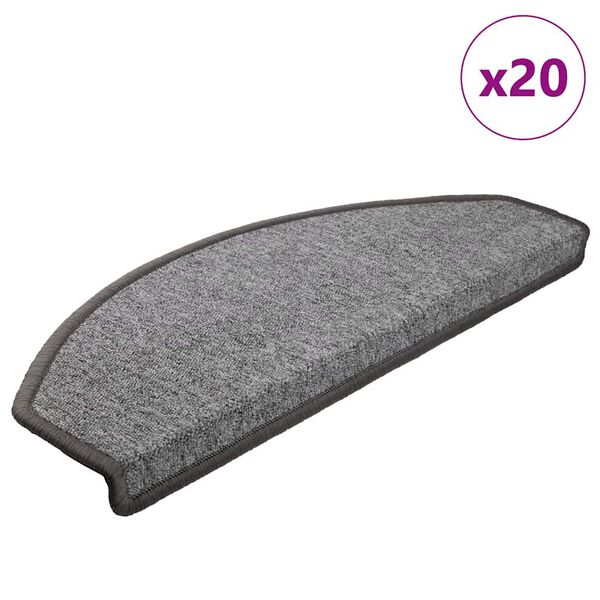 vidaXL Maty na schody 20 szt. 65x24x4 cm Ciemnoszare P&oacute;łokrągłe Duże