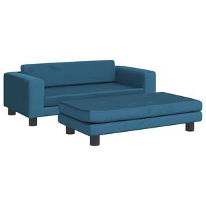 vidaXL Sofa dziecięca z podn&oacute;żkiem, niebieska, 100x50x30 cm, aksamit