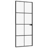 vidaXL Drzwi wewnętrzne, czarne, 83x201,5 cm, szkło i aluminium