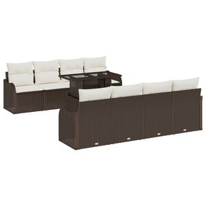 vidaXL Zestaw Sof na Ogr&oacute;d z poduszką 9 pcs Brązowy Rattan poli