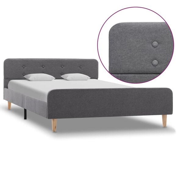 vidaXL Rama ł&oacute;żka, jasnoszara, tapicerowana tkaniną, 120 x 200 cm