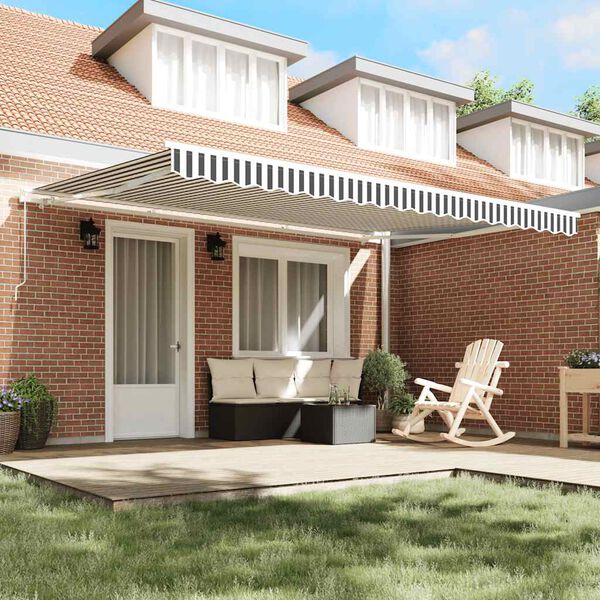 vidaXL Ręcznie zwijana markiza, antracytowo-biała, 450x300 cm