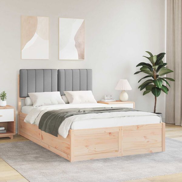 vidaXL Ramka ł&oacute;żka z tapicerowanym wezgłowiem Jasnoszary 120 x 200 cm