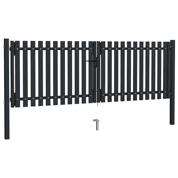 vidaXL Brama ogrodzeniowa Double Door Fence Fur Steel 300x125 cm Antracyt