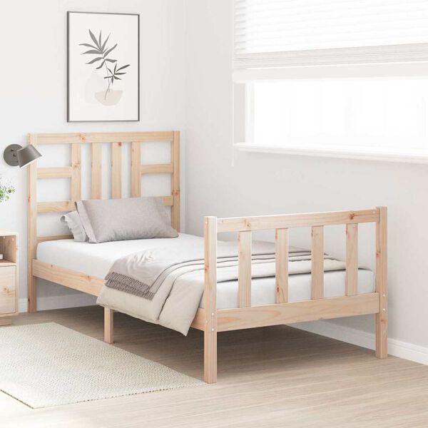 vidaXL Rama ł&oacute;żka bez materaca, 90x200 cm, lite drewno sosnowe