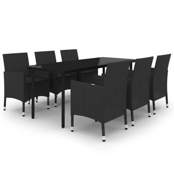 vidaXL 7-cz. zestaw mebli ogrodowych z poduszkami, rattan PE i szkło