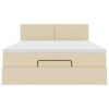 vidaXL Ł&oacute;żko Ottoman z materacem i diodami LED kremowe 140x190 cm