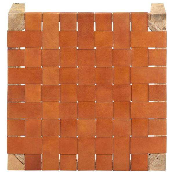 vidaXL Stołek, jasnobrązowa sk&oacute;ra naturalna i lite drewno mango