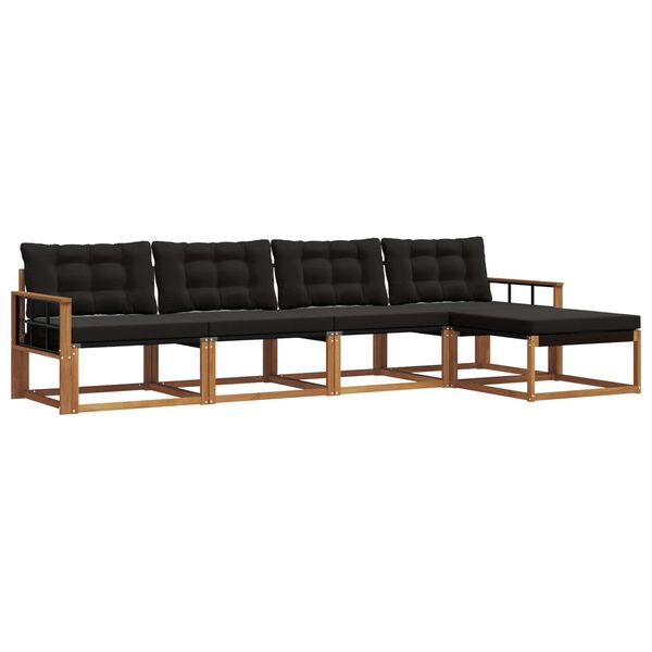 vidaXL Zestaw sof na zewnątrz z poduszką 5 pcs Naturalny i czarny