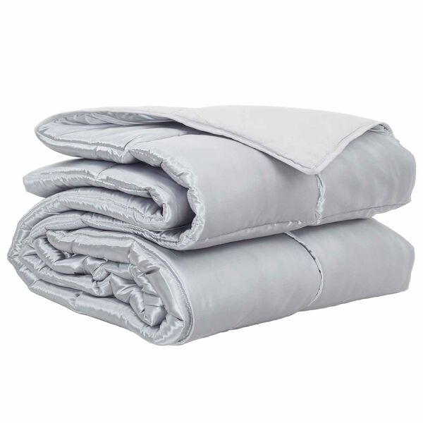 vidaXL Kołdra na cały rok Srebrny 200 x 140 cm Satyna i Mikrofibra