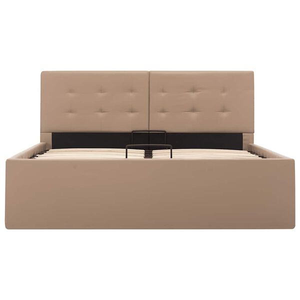 vidaXL Rama ł&oacute;żka z podnośnikiem, cappuccino, ekosk&oacute;ra, 120 x 200 cm