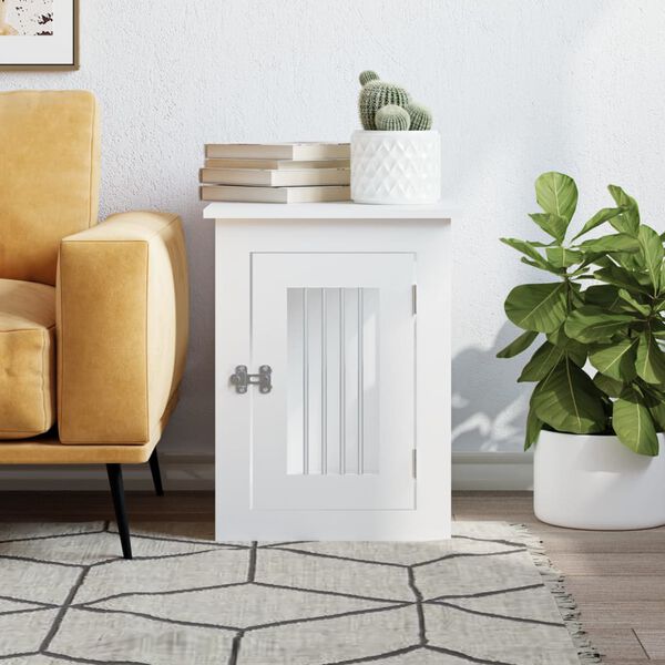 vidaXL Kojec dla psa, biały, 45x62x59 cm, materiał drewnopochodny