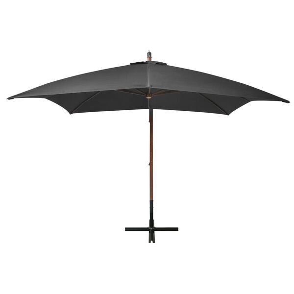 vidaXL Parasol ogrodowy wiszący, na jodłowym słupku, antracyt, 3x3 m