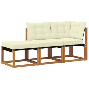 vidaXL Modułowa sofa na zewnątrz 3 Sztuka Naturalny i Kremowy