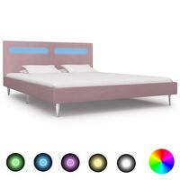vidaXL Rama łóżka z LED, różowa, tapicerowana tkaniną, 180 x 200 cm