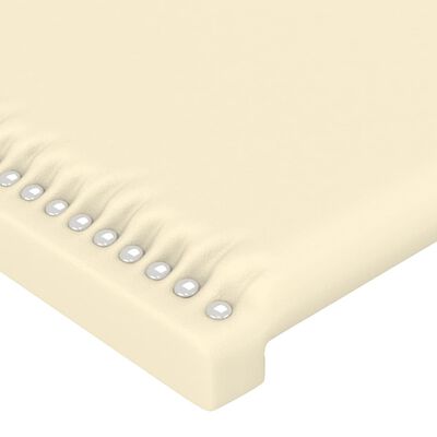 vidaXL Rama łóżka z zagłówkiem, kremowa, 160x200 cm, sztuczna skóra
