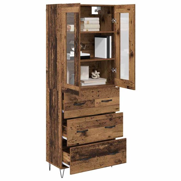 vidaXL Highboard z szufladą Stare drewno 69,5 x 34 x 90 cm
