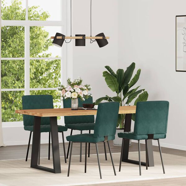 vidaXL Krzesła stołowe, 4 szt., ciemnozielone, obite aksamitem