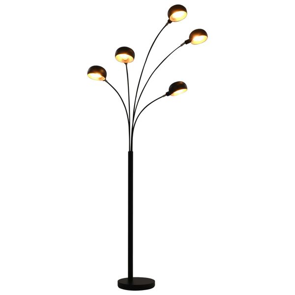 vidaXL Lampa stojąca, 200 cm, 5 x E14, czarno-złota
