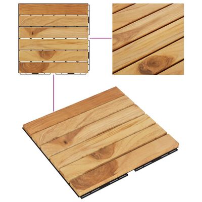 vidaXL Płytki tarasowe, 10 szt., 30x30 cm, drewno tekowe, pionowy wzór