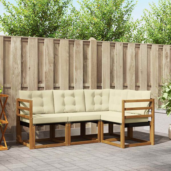 vidaXL Zestaw sof na zewnątrz z poduszką 4 pcs Naturalny i Kremowy
