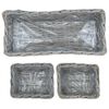 vidaXL Kosz na rośliny z przechowywaniem 3 pcs Szary Rattan Kubu