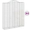 vidaXL Kosze gabionowe, 4 szt, 200x50x220/240 cm, galwanizowane żelazo