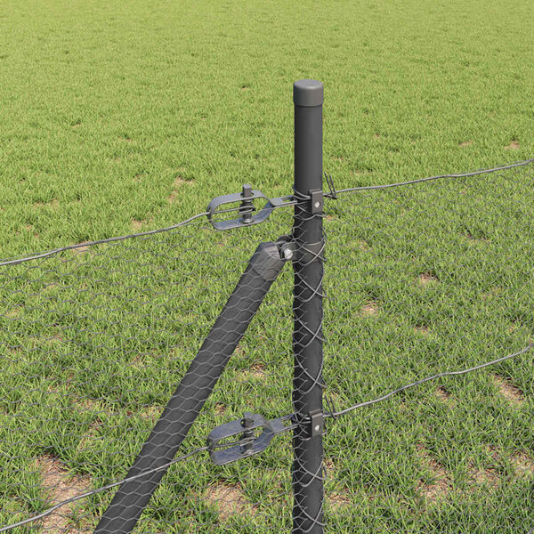 vidaXL Słupek ogrodzeniowy. Szary 25 x 0,5 m (siatka 13 mm) Stal