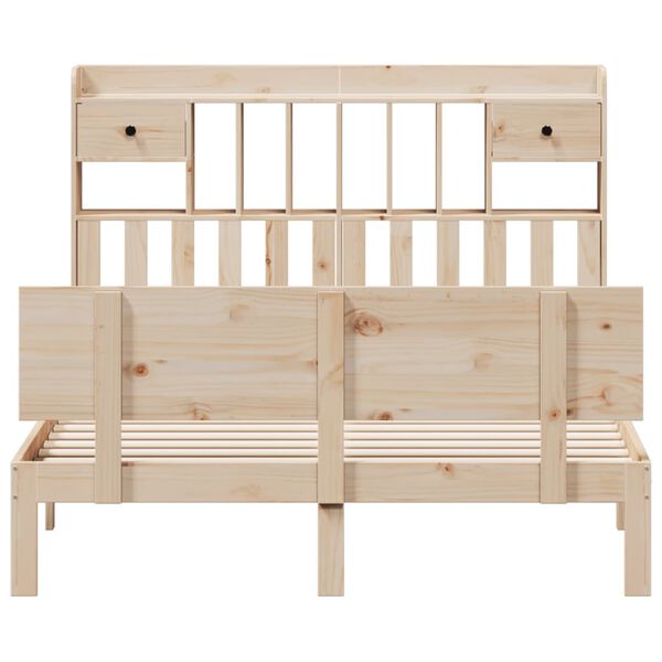 vidaXL Łóżko z regałem, bez materaca, 150x200 cm, lite drewno sosnowe