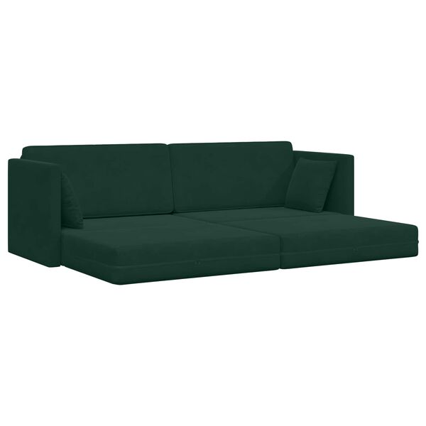 vidaXL Sofa podłogowa z funkcją spania 200cm Ciemna zieleń Aksamit