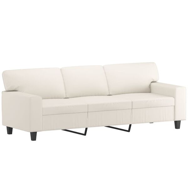 vidaXL 3-osobowa sofa, kremowa, 180 cm, sztuczna sk&oacute;ra