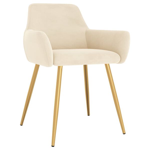 vidaXL Krzesła stołowe, 4 szt., kremowe, obite aksamitem