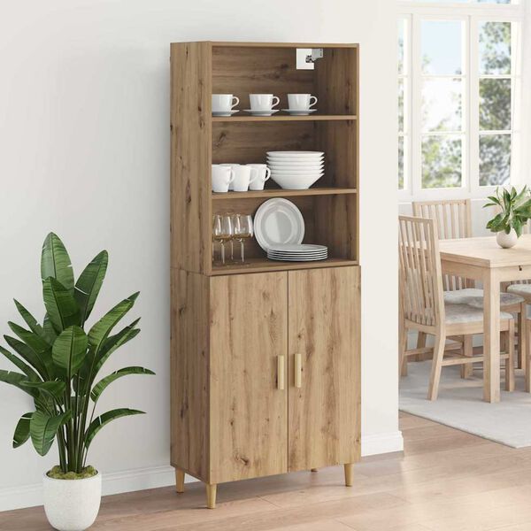 vidaXL Highboard Dąb rzemieślniczy 69,5 x 32,5 x 180 cm