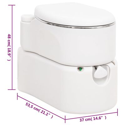 vidaXL Zintegrowana toaleta turystyczna, biała, 24+17 L, HDPE i stal