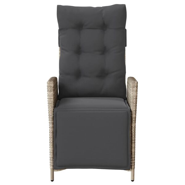 vidaXL Rozkładany fotel ogrodowy z podn&oacute;żkiem, jasnoszary polirattan