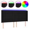 vidaXL Zagł&oacute;wek do ł&oacute;żka z LED, czarny, 163x16x118/128 cm, tkanina