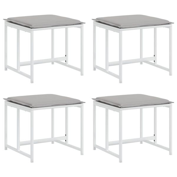vidaXL Krzesła ogrodowe z poduszkami, 4 szt., białe, stal i textilene