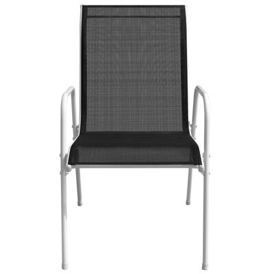 vidaXL Krzesła ogrodowe, sztaplowane, 6 szt., stal i Textilene, czarne