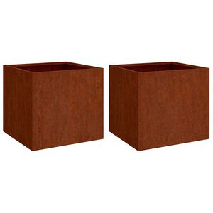 vidaXL Donice, 2 szt., 42x40x39 cm, stal kortenowska