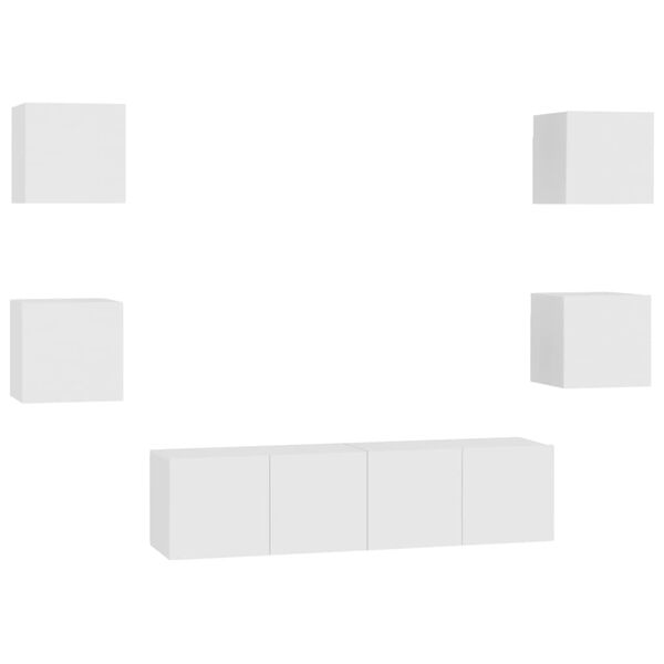 vidaXL 6-cz. zestaw szafek TV, biały, materiał drewnopochodny