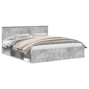 vidaXL Ramka ł&oacute;żka Betonowy szary 180 x 200 cm Lite drewno sosnowe